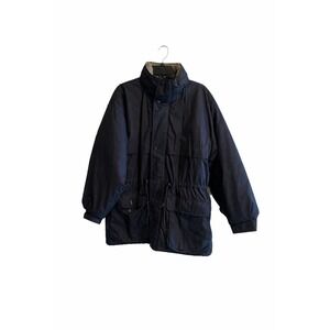 Trader Bay Men's Insulated Parka Jacket Navy Blue Hooded Size M 38–40 Korea